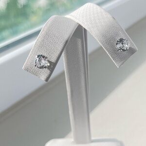 White CZ Screwback Stud Earrings